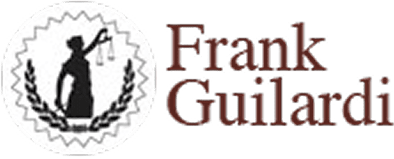 Silhouette of Lady Justice beside text logo.